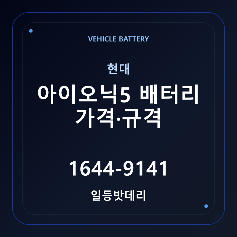 현대 아이오닉5 배터리 가격 및 규격 안내 - 일등밧데리