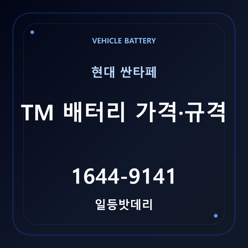 현대 싼타페 TM 배터리 가격 및 규격 안내 - 일등밧데리