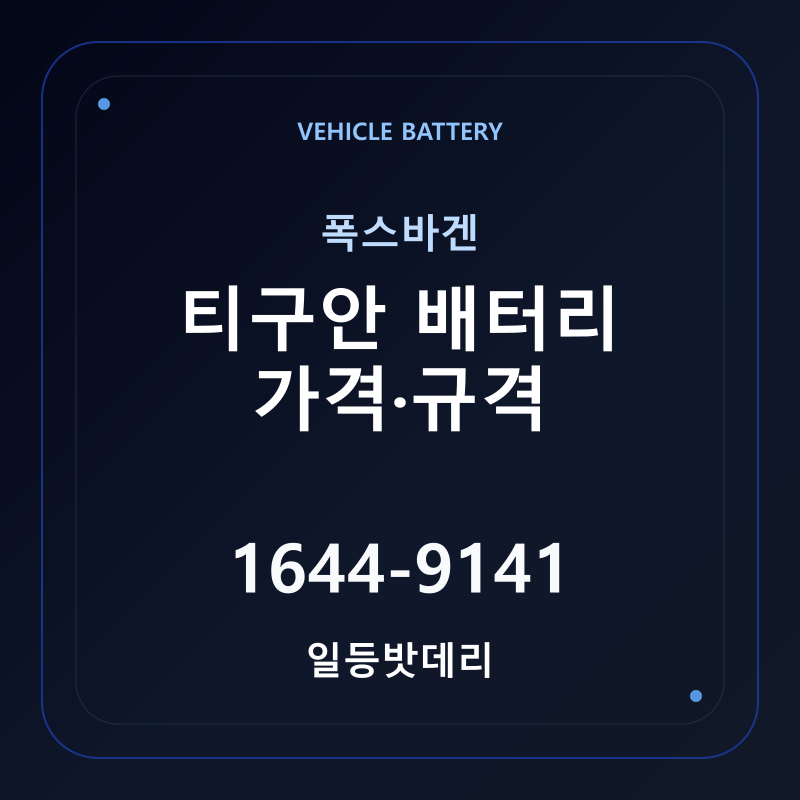 폭스바겐 티구안 배터리 가격 및 규격 안내 - 일등밧데리